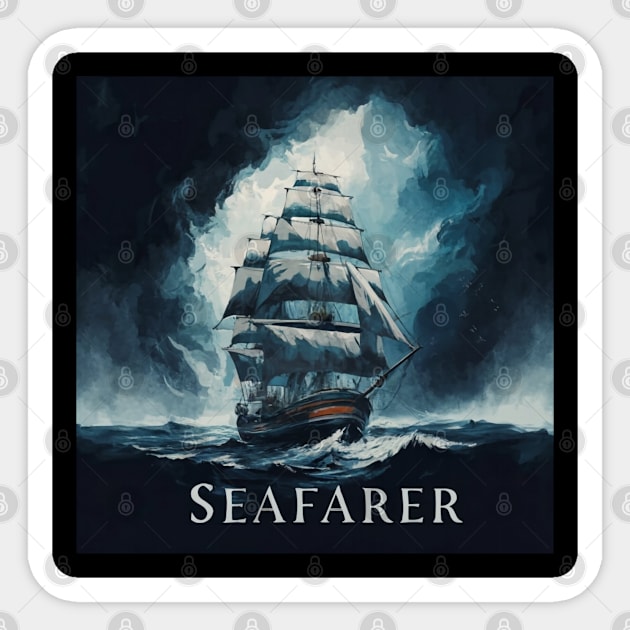 Sea Travel Ship Sailing Through The Deep Blue Sea Sticker by Abeer Ahmad